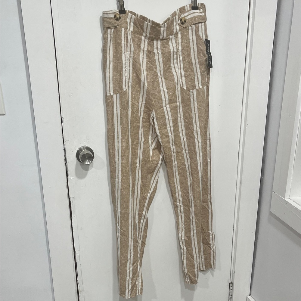 Derek Heart Tan and White Striped Pants Size Large